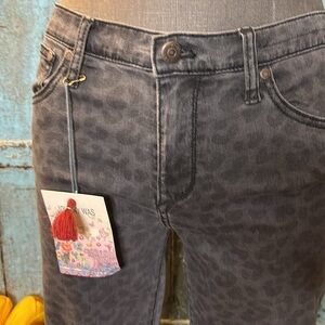 Johnny Was Leopard Print Black Gray Skinny Jeans Mid Rise size 27